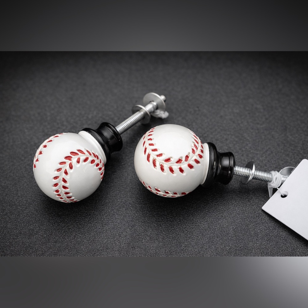 Baseball Decor Drawer Knobs Cabinet Pulls - Set of 2